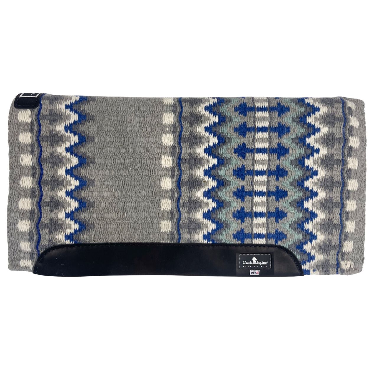 Classic Equine Classic Wool Top Saddle Pad Grey Royal Blue