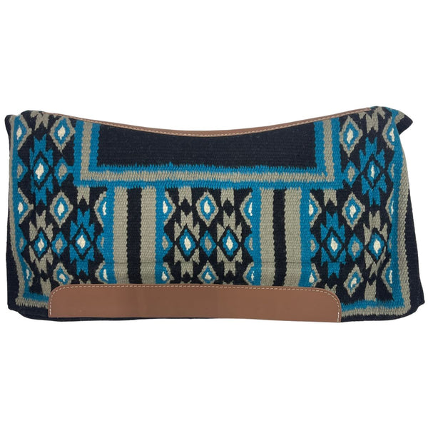 Blue Horse Contoured Tucson Navajo Saddle Pad, Turquoise/Grey/Black