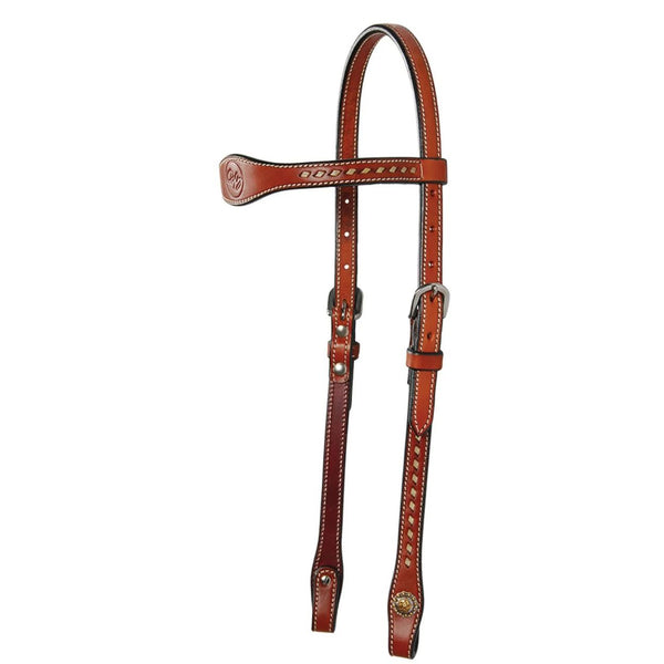 Country Legend Dee Butterfield Buckstitch Long Cheek Browband Headstall, Chestnut