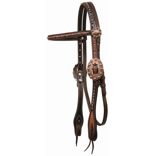 Country Legend Copper Cactus Browband Headstall, Blue Lace