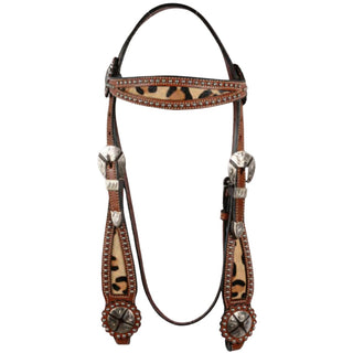 Sierra Leopard Wide Browband Headstall, Soft Chestnut