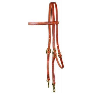 Western Rawhide Signature Browband Headstall with Snaps, Harness Leather