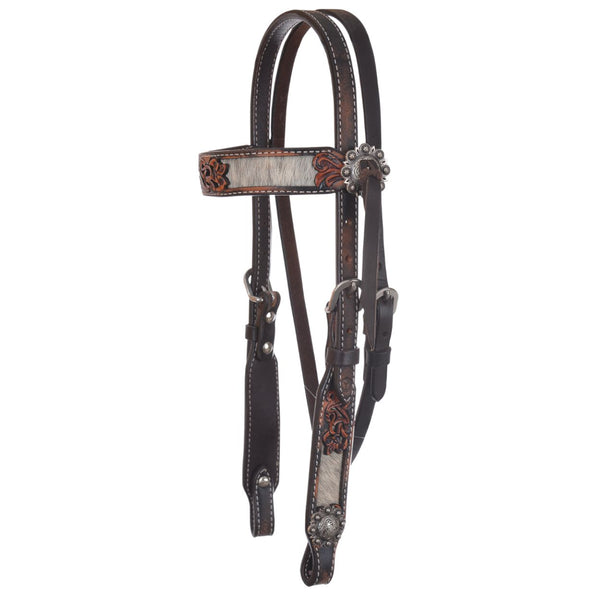 Circle Y Filigree Hair on Hide Headstall, Pony Size