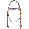 Country Legend Pink Bead & Crystal Concho Browband Headstall, Golden Tan