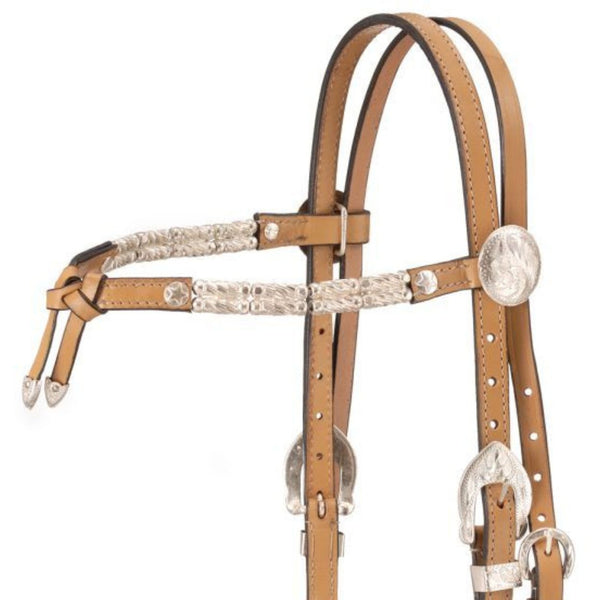 Royal King Ferruled Futurity Brow Show Headstall, Light Oil