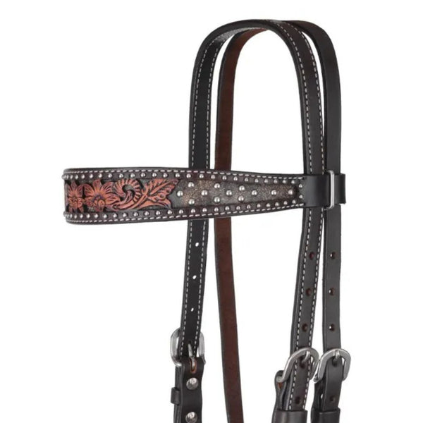 Circle Y Dark Flash Arizona Flower Browband Headstall