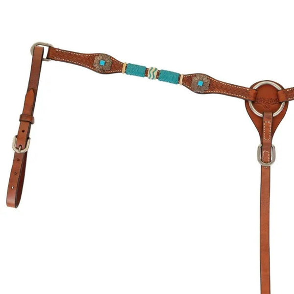 Circle Y Turquoise Roundup Breast Collar, Regular Oil