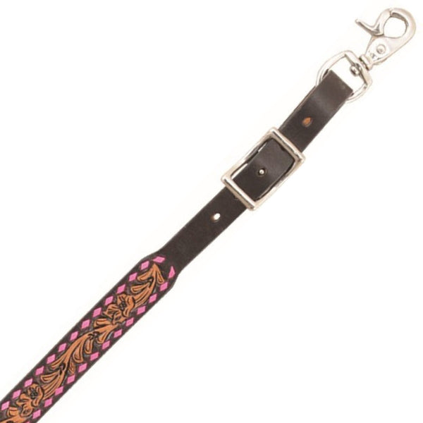 Country Legend Tooled Wither Strap, Pink