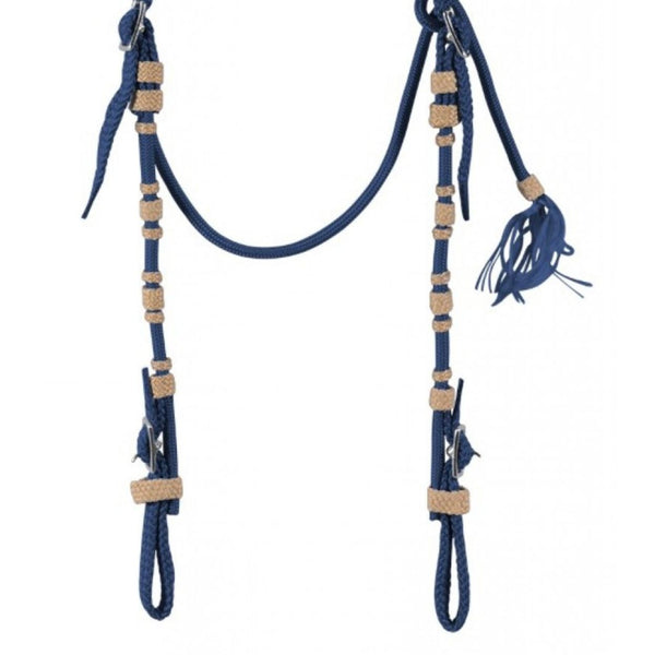 Vaquero Cross Knot Brow Headstall, Navy