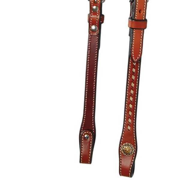 Country Legend Dee Butterfield Buckstitch Long Cheek Browband Headstall, Chestnut