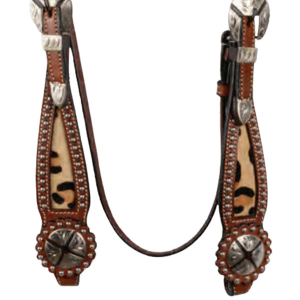 Sierra Leopard Wide Browband Headstall, Soft Chestnut