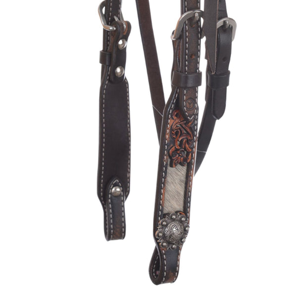 Circle Y Filigree Hair on Hide Headstall, Pony Size