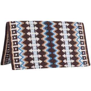 Classic Equine Wool Saddle Blanket, Coffee/Blue, 32"x34"