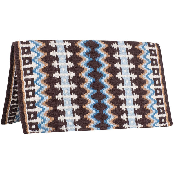 Classic Equine Wool Saddle Blanket, Coffee/Blue, 32"x34"