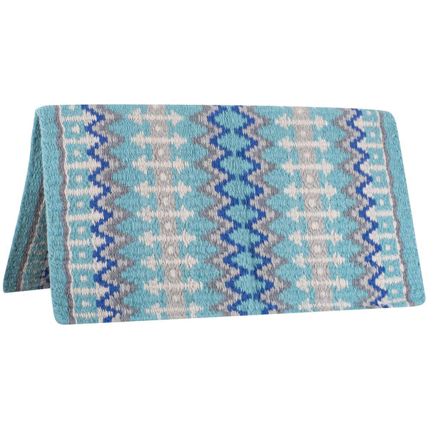 Classic Equine Wool Saddle Blanket, Turquoise/Blue, 32"x34"