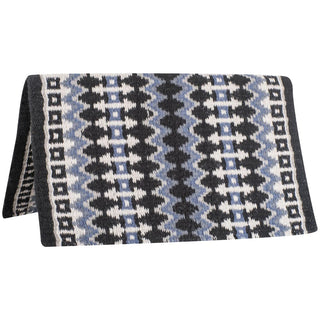 Classic Equine Wool Saddle Blanket, Black/Blue, 32"x34"