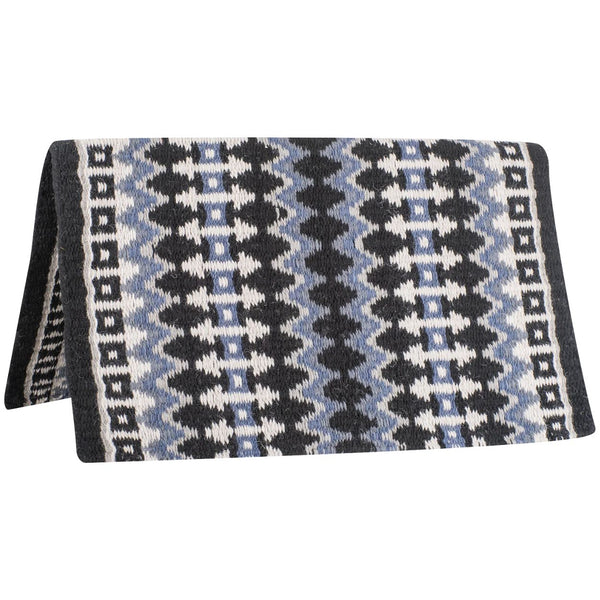 Classic Equine Wool Saddle Blanket, Black/Blue, 32"x34"
