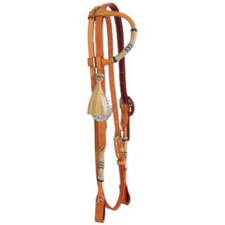 Country Legend One Ear Double Ply Headstall with Throat Strap, Golden