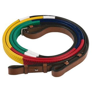 HDR Advantage Training Reins, Green/Navy/Red/Yellow, 54"