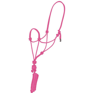 Mustang Horse Rope Halter with Lead, Hot Pink