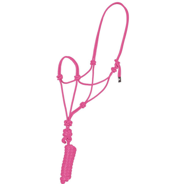 Mustang Horse Rope Halter with Lead, Hot Pink