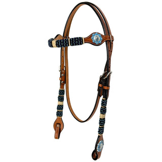 Country Legend Rawhide & Turquoise Browband Headstall, Golden