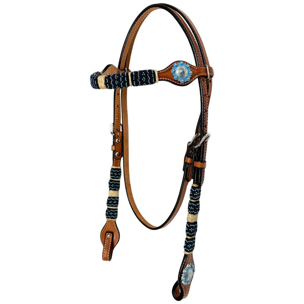 Country Legend Rawhide & Turquoise Browband Headstall, Golden