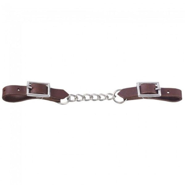 Dale Rodrigez Single Chain Leather Curb Strap, Medium Brown