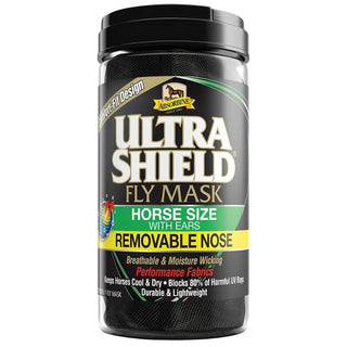 Absorbine Ultra Shield EX Fly Mask, Horse with Ears & Removable Nose, Black