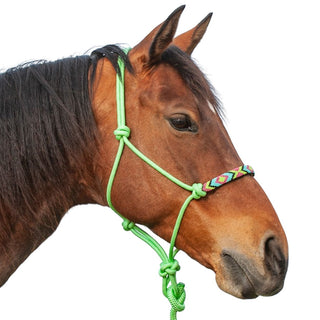 Cashel Beaded Rope Halter with Lead, Lime