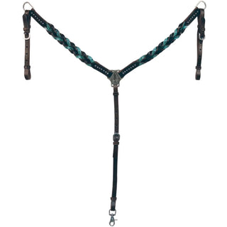Country Legend Braided Bandit Breast Collar, Brown/Turquoise