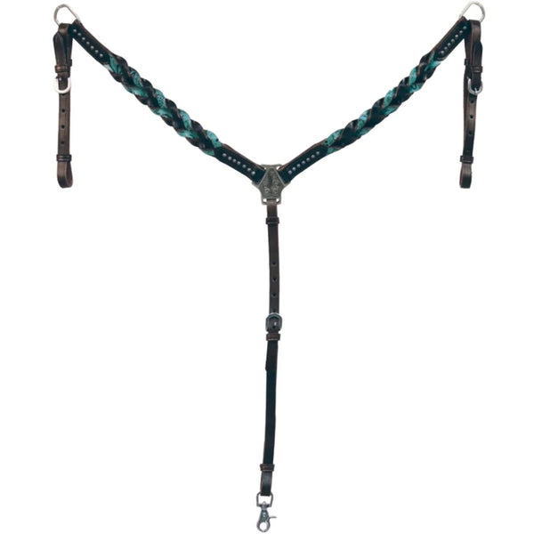 Country Legend Braided Bandit Breast Collar, Brown/Turquoise