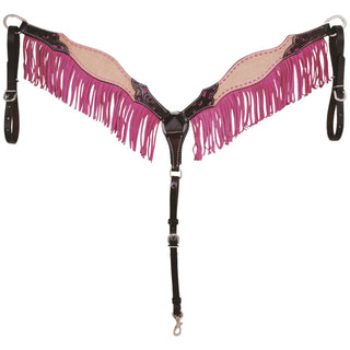 Country Legend Rough Out & Fringe Breast Collar, Pink
