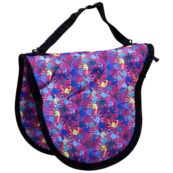 ns- English Saddle Tote, Hand Print Pattern
