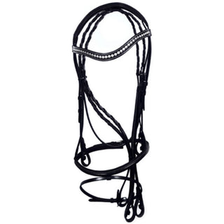 Sherwood Embroidered Snaffle Bridle, Chocolate, Oversize