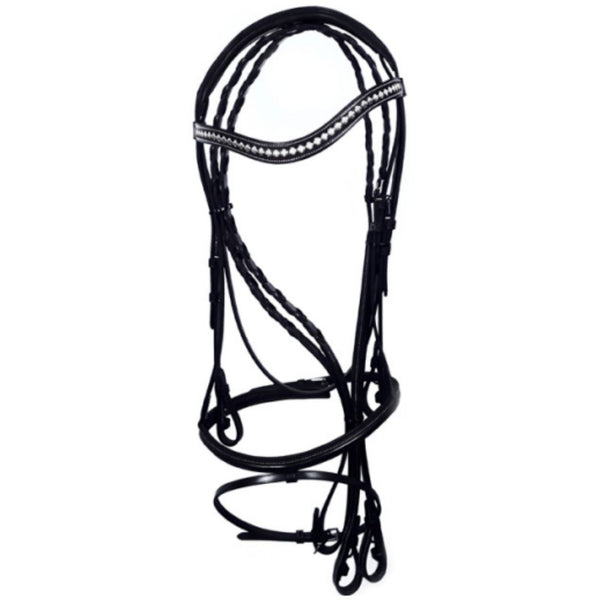 Sherwood Embroidered Snaffle Bridle, Chocolate, Oversize