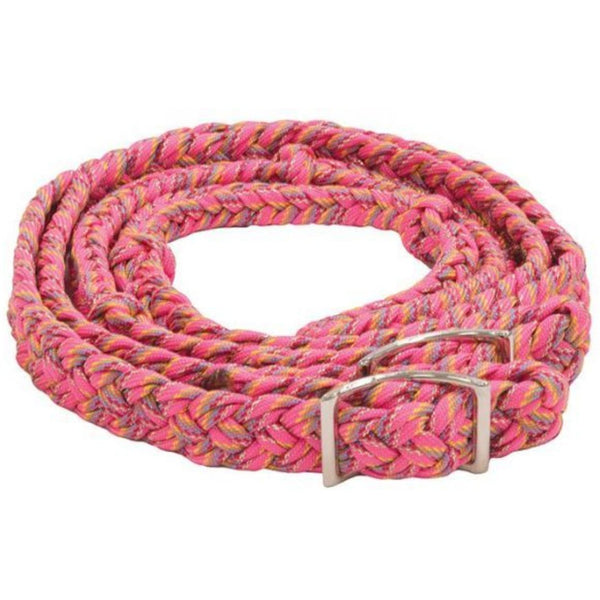 Braided Pink Confetti Barrel Rein