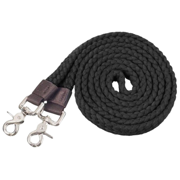 Flat Cotton Roping Reins, Black, 1"x7'