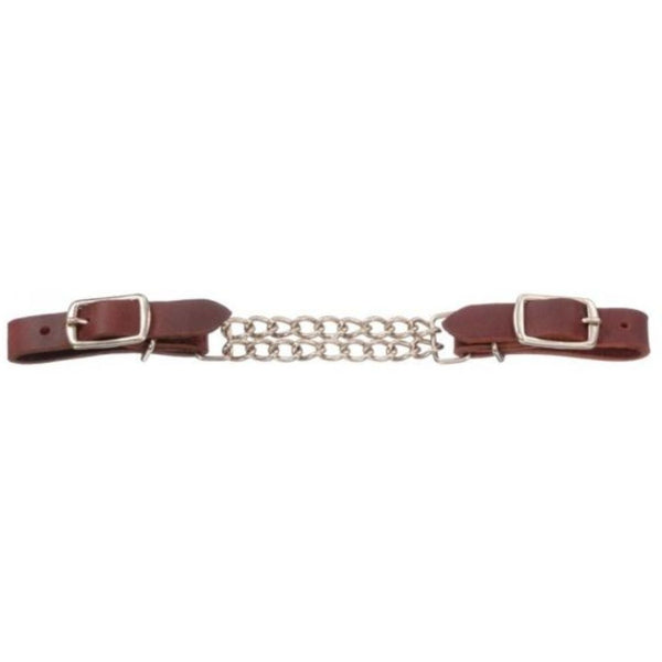 Dale Rodrigez Leather Curb Chain With Double Chain, Medium Brown