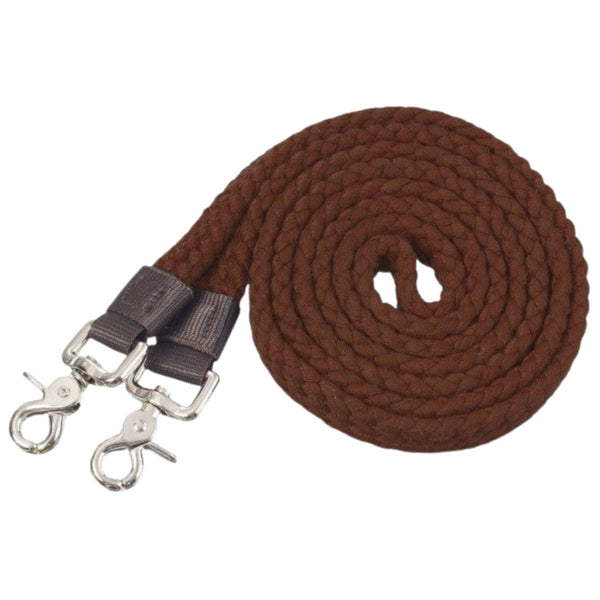 Flat Cotton Roping Reins, Brown, 1"x7'