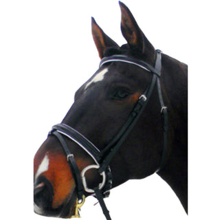 Sherwood Adjustable Crown Dressage Bridle, Black/White, Cob