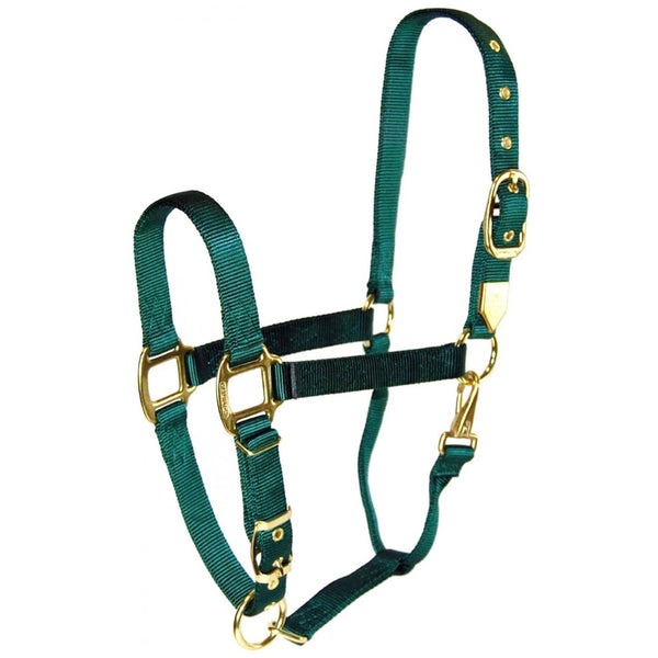 Hamilton Deluxe Adjustable Large Horse Halter with Throat Snap, Hunter Green