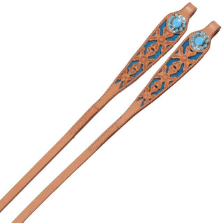 Sierra Turquoise Puzzle Reins, Light Oil, 5/8" x 8'