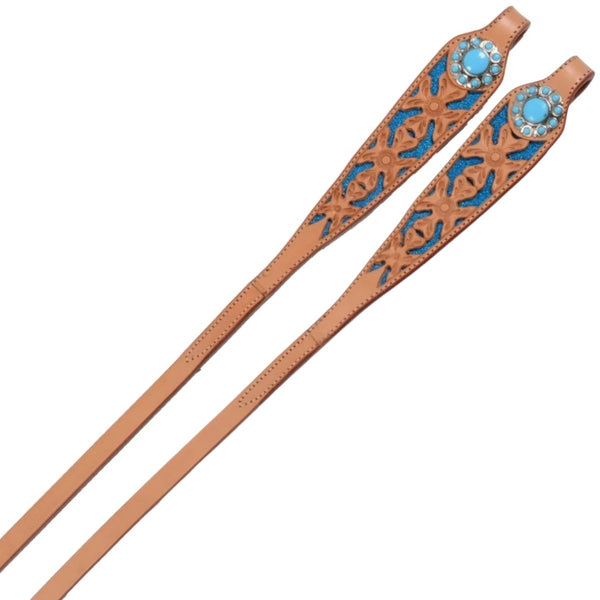 Sierra Turquoise Puzzle Reins, Light Oil, 5/8" x 8'