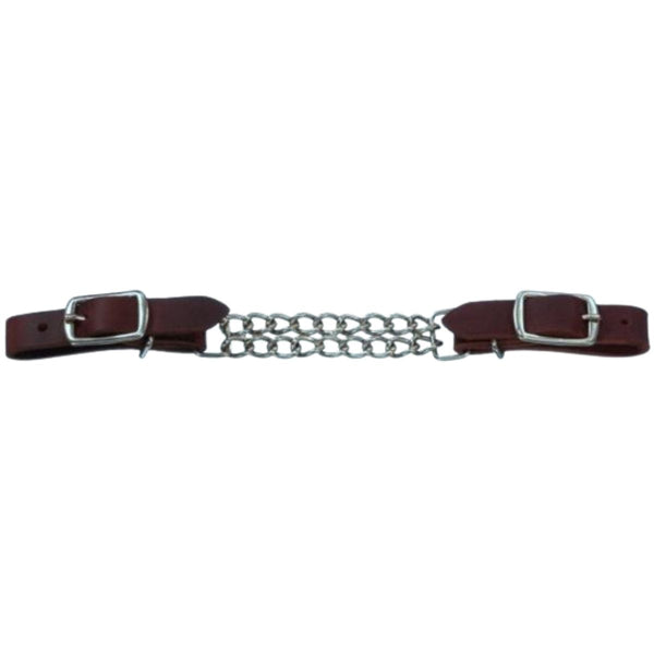 Dale Rodrigez Leather Curb Chain With Double Chain, Dark Brown