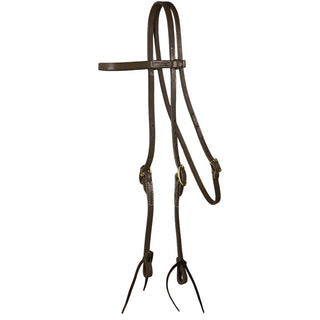 Western Rawhide Harness Leather Browband Headstall With Ties, Dark Walnut