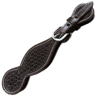 Ladies Hand Tooled Spur Straps, Dark Brown