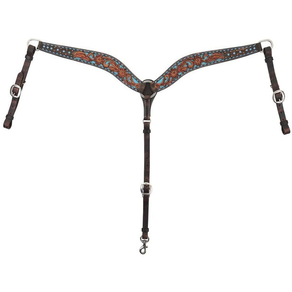 Circle Y Bronco Blue Texas Flower Breast Collar