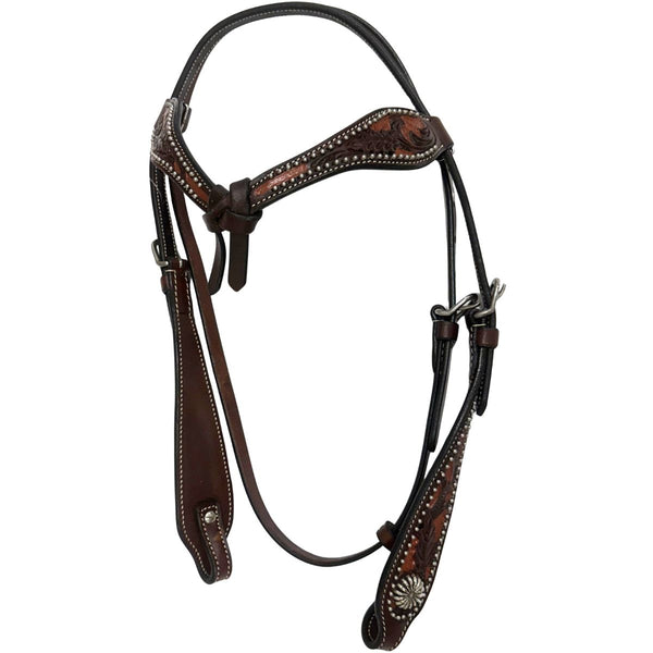 Sierra Flower & Dots Cross Over Headstall, Dark Oil