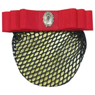 Intrepid International Velvet Bow Hair Net, Red with Concho